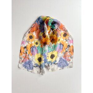 Vintage ECHO Vibrant Floral Print Silk Georgette 58" x 9.5" Rectangle Scarf